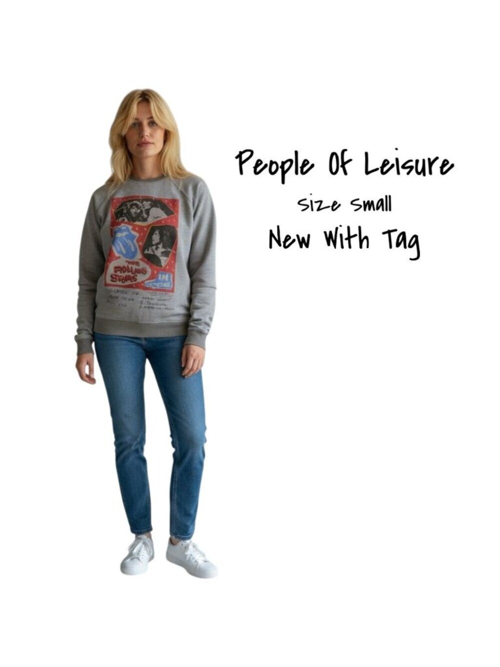 People Of Leisure the Rolling Stones Gray Graphic Sweatshirt Women's Small New